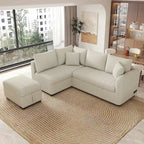 Upholstery Sleeper Sectional Sofa with Movable Storage Ottoman, L-shaped Sectional Pull Out Sofa Bed