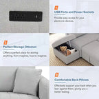 Upholstery Sleeper Sectional Sofa with Movable Storage Ottoman, L-shaped Sectional Pull Out Sofa Bed