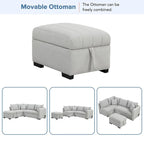 Upholstery Sleeper Sectional Sofa with Movable Storage Ottoman, L-shaped Sectional Pull Out Sofa Bed