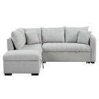 Upholstery Sleeper Sectional Sofa with Movable Storage Ottoman, L-shaped Sectional Pull Out Sofa Bed
