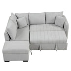 Upholstery Sleeper Sectional Sofa with Movable Storage Ottoman, L-shaped Sectional Pull Out Sofa Bed