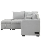 Upholstery Sleeper Sectional Sofa with Movable Storage Ottoman, L-shaped Sectional Pull Out Sofa Bed