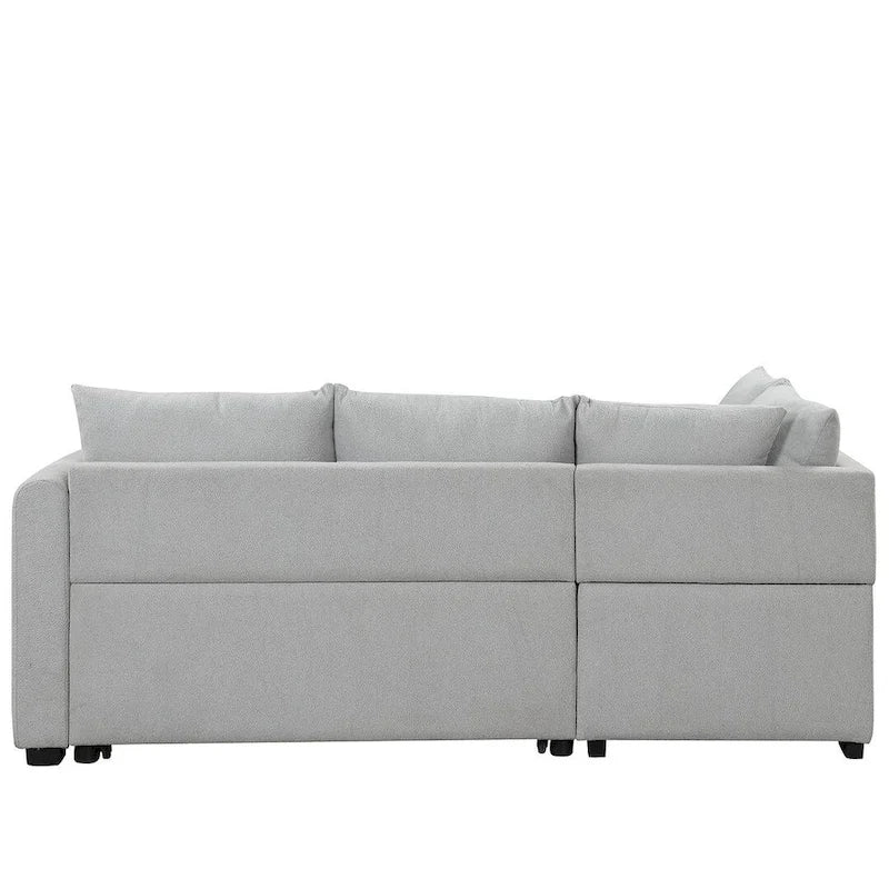 Upholstery Sleeper Sectional Sofa with Movable Storage Ottoman, L-shaped Sectional Pull Out Sofa Bed