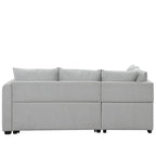 Upholstery Sleeper Sectional Sofa with Movable Storage Ottoman, L-shaped Sectional Pull Out Sofa Bed