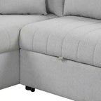 Upholstery Sleeper Sectional Sofa with Movable Storage Ottoman, L-shaped Sectional Pull Out Sofa Bed
