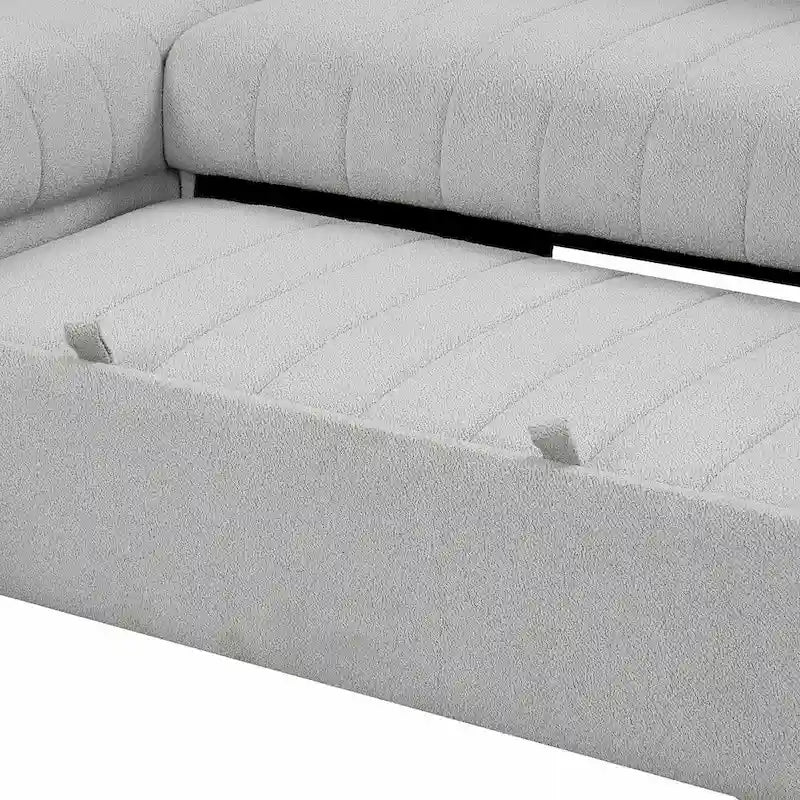 Upholstery Sleeper Sectional Sofa with Movable Storage Ottoman, L-shaped Sectional Pull Out Sofa Bed
