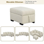Upholstery Sleeper Sectional Sofa with Movable Storage Ottoman, L-shaped Sectional Pull Out Sofa Bed