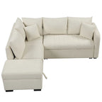 Upholstery Sleeper Sectional Sofa with Movable Storage Ottoman, L-shaped Sectional Pull Out Sofa Bed
