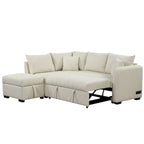 Upholstery Sleeper Sectional Sofa with Movable Storage Ottoman, L-shaped Sectional Pull Out Sofa Bed
