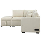 Upholstery Sleeper Sectional Sofa with Movable Storage Ottoman, L-shaped Sectional Pull Out Sofa Bed