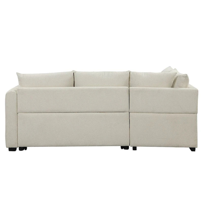 Upholstery Sleeper Sectional Sofa with Movable Storage Ottoman, L-shaped Sectional Pull Out Sofa Bed