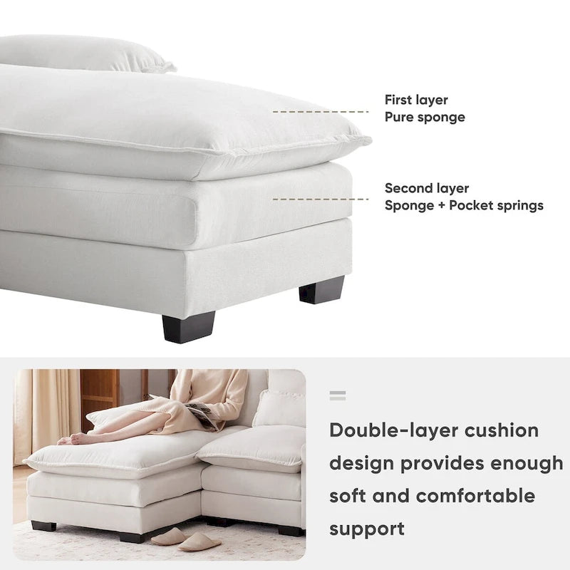 123*55U-shaped Sofa with Console, Cupholders and USB Ports, 6-seat Upholstered Symmetrical Sleeper Couch Set with Chaise