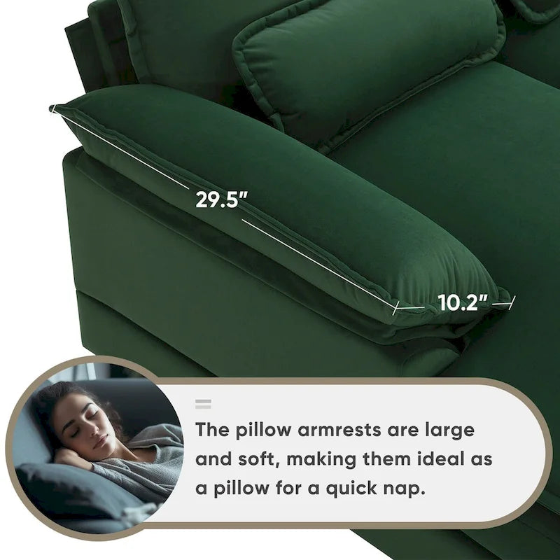 123*55U-shaped Sofa with Console, Cupholders and USB Ports, 6-seat Upholstered Symmetrical Sleeper Couch Set with Chaise
