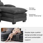 123*55U-shaped Sofa with Console, Cupholders and USB Ports, 6-seat Upholstered Symmetrical Sleeper Couch Set with Chaise