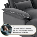 123*55U-shaped Sofa with Console, Cupholders and USB Ports, 6-seat Upholstered Symmetrical Sleeper Couch Set with Chaise