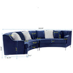 Tufted Velvet Sofa Curved Couch with Pillows