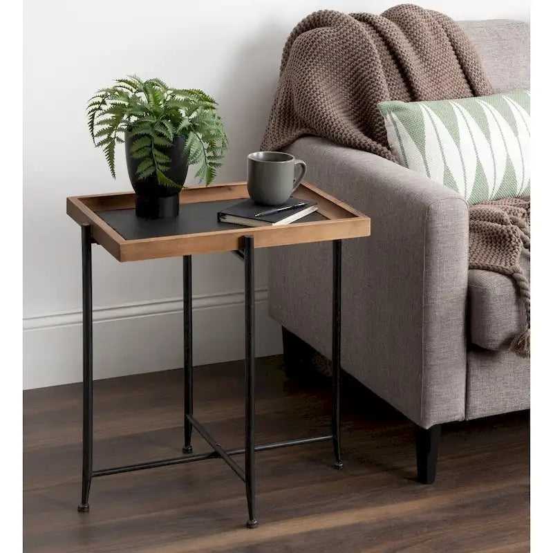 Tavolino accentato Kate and Laurel Macabe in legno e ferro - 19.75x13.5x23.25