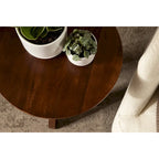 Natural Wood Round Side Table - Midcentury Modern Style