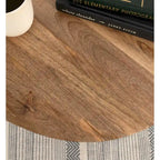 Natural Wood Round Side Table - Midcentury Modern Style