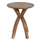 Natural Wood Round Side Table - Midcentury Modern Style