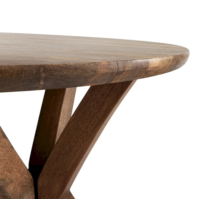Natural Wood Round Side Table - Midcentury Modern Style
