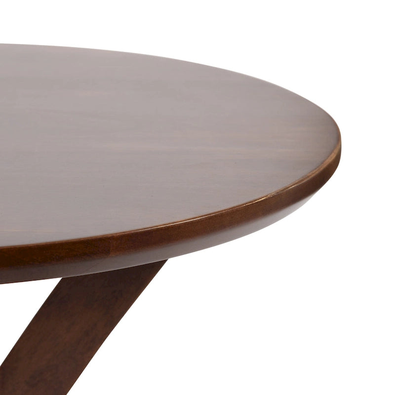 Natural Wood Round Side Table - Midcentury Modern Style
