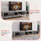 Bestier 70 inch Mid-Century Modern TV Stand for 65/70/75 TV, Low Entertainment Center TV Console Cabinet with Sliding Doors for Living Room