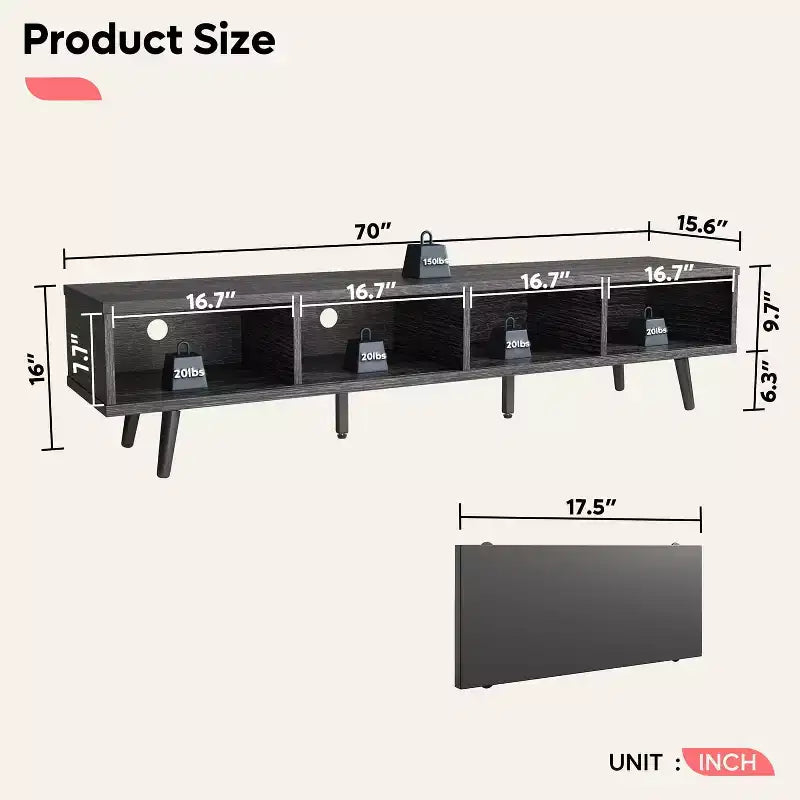Bestier 70 inch Mid-Century Modern TV Stand for 65/70/75 TV, Low Entertainment Center TV Console Cabinet with Sliding Doors for Living Room