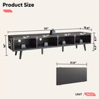 Bestier 70 inch Mid-Century Modern TV Stand for 65/70/75 TV, Low Entertainment Center TV Console Cabinet with Sliding Doors for Living Room