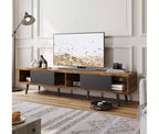 Bestier 70 inch Mid-Century Modern TV Stand for 65/70/75 TV, Low Entertainment Center TV Console Cabinet with Sliding Doors for Living Room