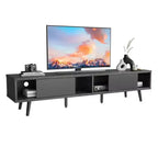 Bestier 70 inch Mid-Century Modern TV Stand for 65/70/75 TV, Low Entertainment Center TV Console Cabinet with Sliding Doors for Living Room
