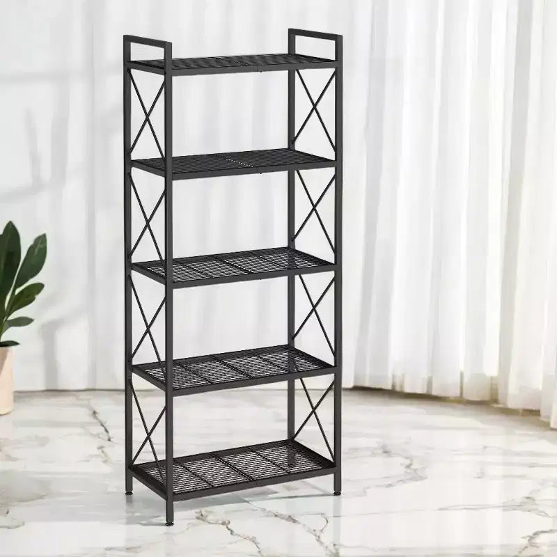 5-Tier Metal Storage Rack, Storage Shelves, Kitchen Shelf with Side Frames and Dense Mesh, 12.6 x 23.6 x 57.3 Inches, for Entryway, Kitchen