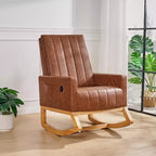 VECELO Modern Glider Rocker Chair with USB Port Armchair & Side Pocket, Faux Leather Upholstered Rocking Chair for Living Room Balcony