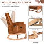 VECELO Modern Glider Rocker Chair with USB Port Armchair & Side Pocket, Faux Leather Upholstered Rocking Chair for Living Room Balcony