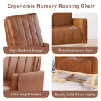 VECELO Modern Glider Rocker Chair with USB Port Armchair & Side Pocket, Faux Leather Upholstered Rocking Chair for Living Room Balcony