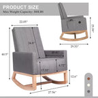 VECELO Modern Glider Rocker Chair with USB Port Armchair & Side Pocket, Faux Leather Upholstered Rocking Chair for Living Room Balcony
