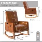 VECELO Modern Glider Rocker Chair with USB Port Armchair & Side Pocket, Faux Leather Upholstered Rocking Chair for Living Room Balcony
