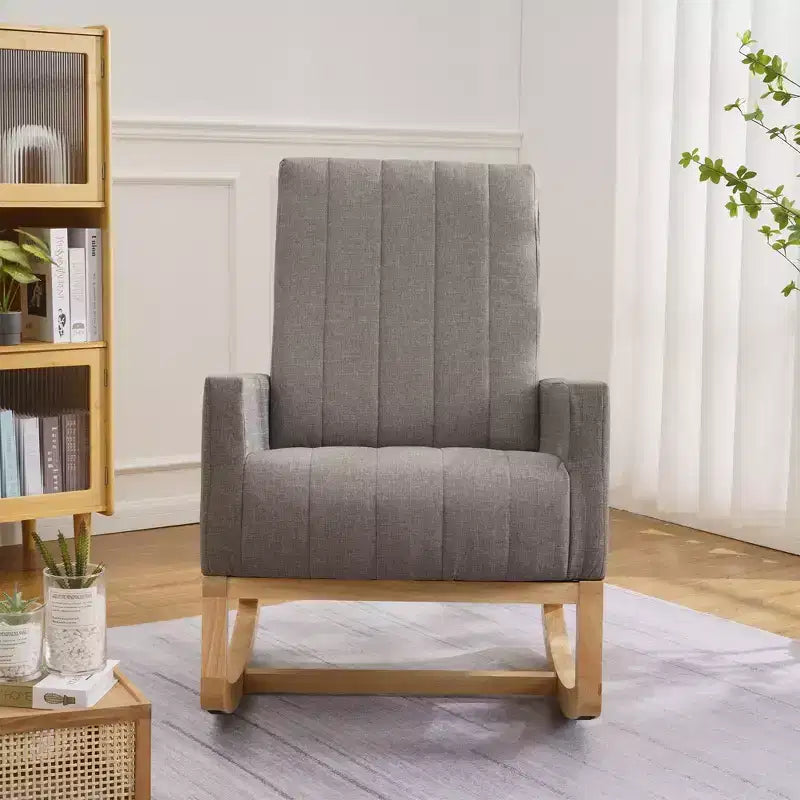 VECELO Modern Glider Rocker Chair with USB Port Armchair & Side Pocket, Faux Leather Upholstered Rocking Chair for Living Room Balcony