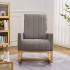 VECELO Modern Glider Rocker Chair with USB Port Armchair & Side Pocket, Faux Leather Upholstered Rocking Chair for Living Room Balcony
