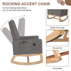 VECELO Modern Glider Rocker Chair with USB Port Armchair & Side Pocket, Faux Leather Upholstered Rocking Chair for Living Room Balcony