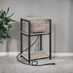 End Table with Built-in Charging Station 3-Tier Nightstand with USB Ports and Power Outlets Side Table for Living Room