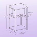 End Table with Built-in Charging Station 3-Tier Nightstand with USB Ports and Power Outlets Side Table for Living Room