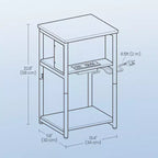 End Table with Built-in Charging Station 3-Tier Nightstand with USB Ports and Power Outlets Side Table for Living Room