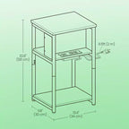 End Table with Built-in Charging Station 3-Tier Nightstand with USB Ports and Power Outlets Side Table for Living Room