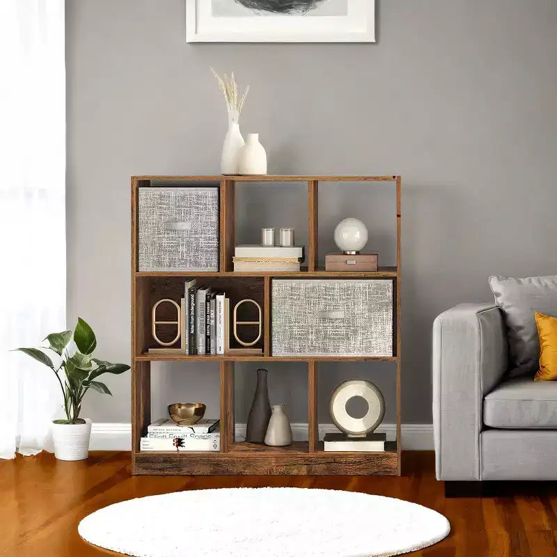 Cube Bookcase, Freestanding Storage Unit with 8 Open Compartments