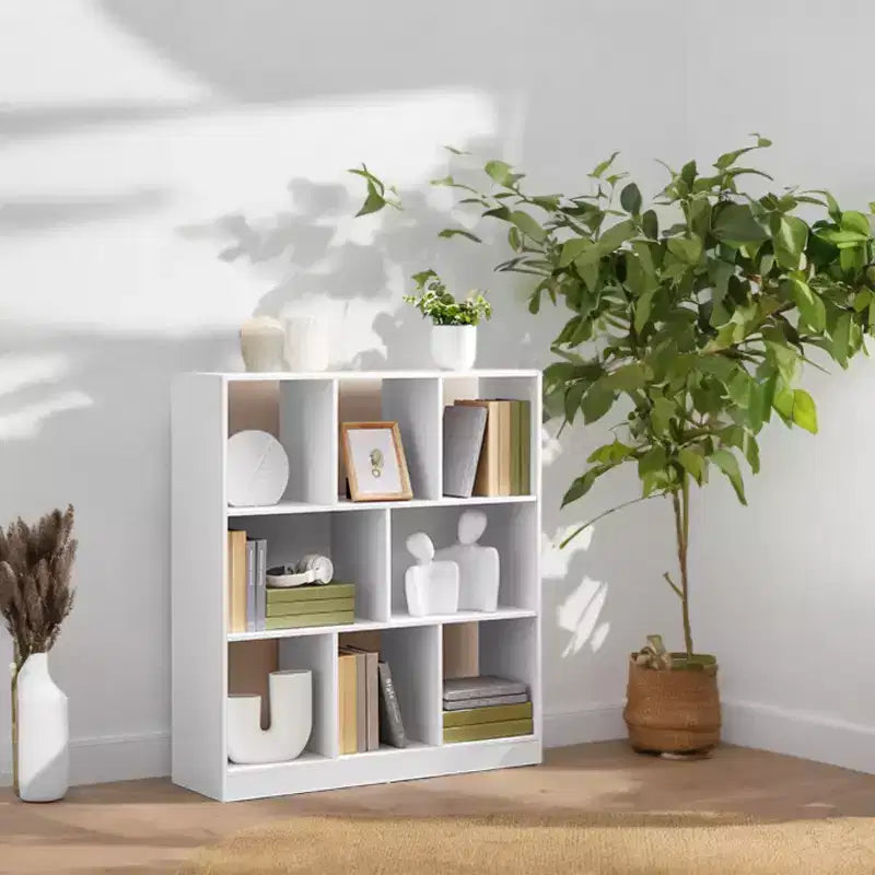 Cube Bookcase, Freestanding Storage Unit with 8 Open Compartments