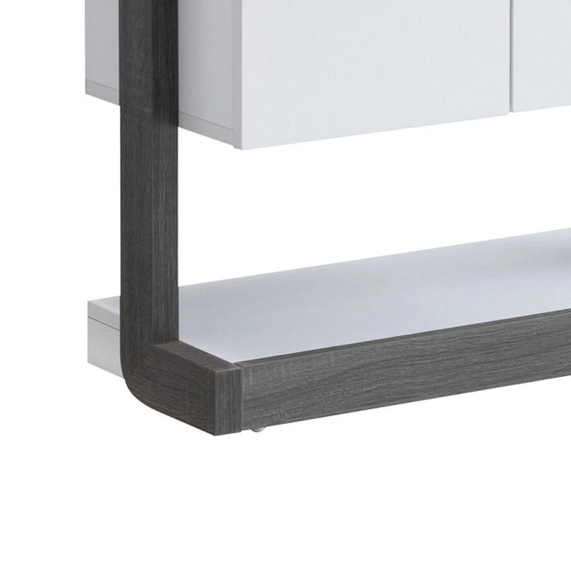 Vetrinetta moderna da 65 pollici, 4 ripiani, cassetto, grigio anticato, bianco