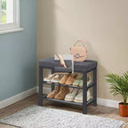 Shoe Bench, Storage Bench, Entryway Bench with Cushion, Shoe Shelf with Seat, Storage Organizer with Foam Padded Seat Linen