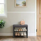 Shoe Bench, Storage Bench, Entryway Bench with Cushion, Shoe Shelf with Seat, Storage Organizer with Foam Padded Seat Linen
