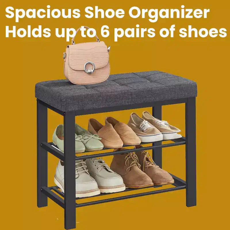 Shoe Bench, Storage Bench, Entryway Bench with Cushion, Shoe Shelf with Seat, Storage Organizer with Foam Padded Seat Linen